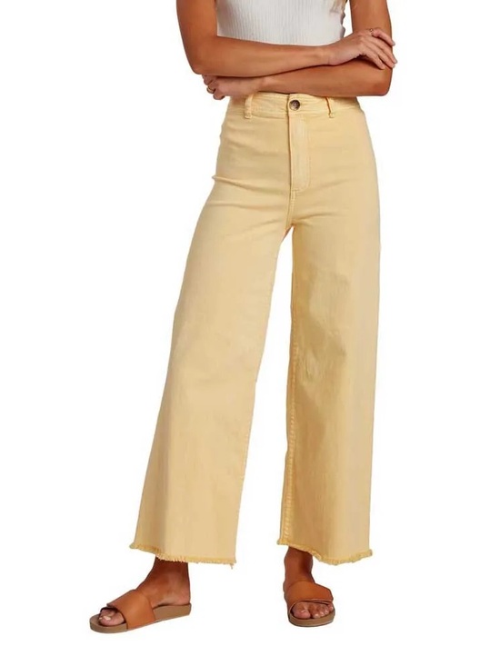 Billabong Denim - Billabong free fall High-Rise Wide-Leg Jeans in Pale Yellow 26 raw hem